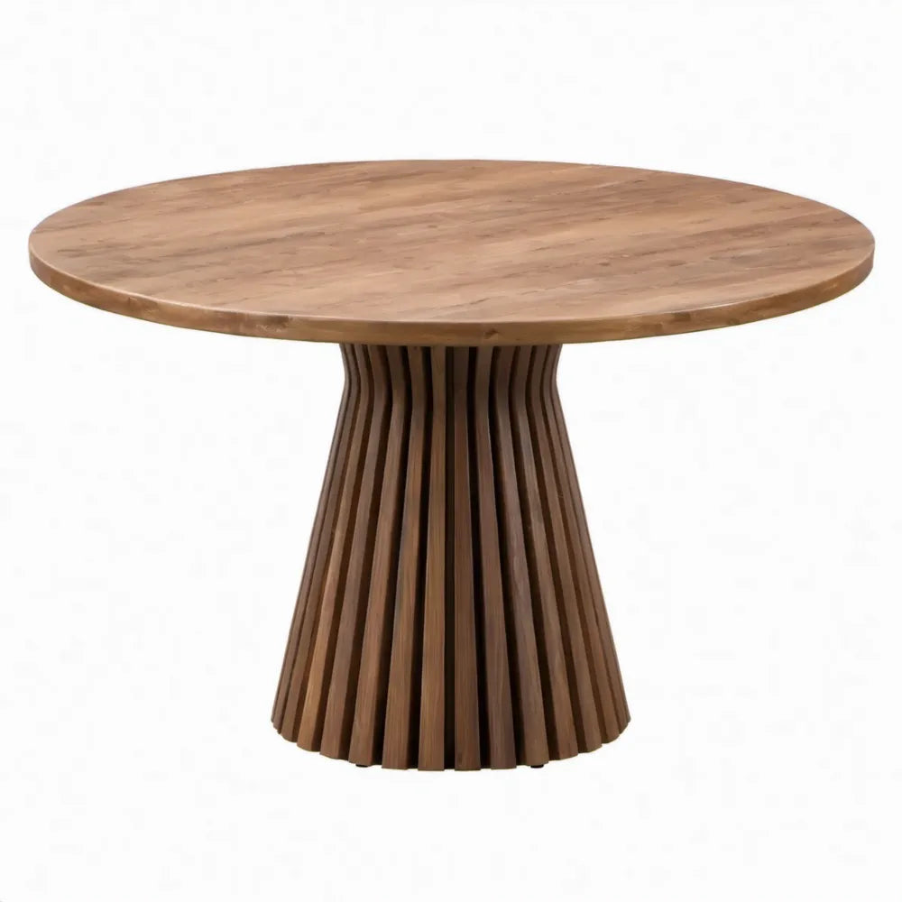 Ronde eettafel van MDF met walnootfineer, Bruin, Ø 120 x 75 cm