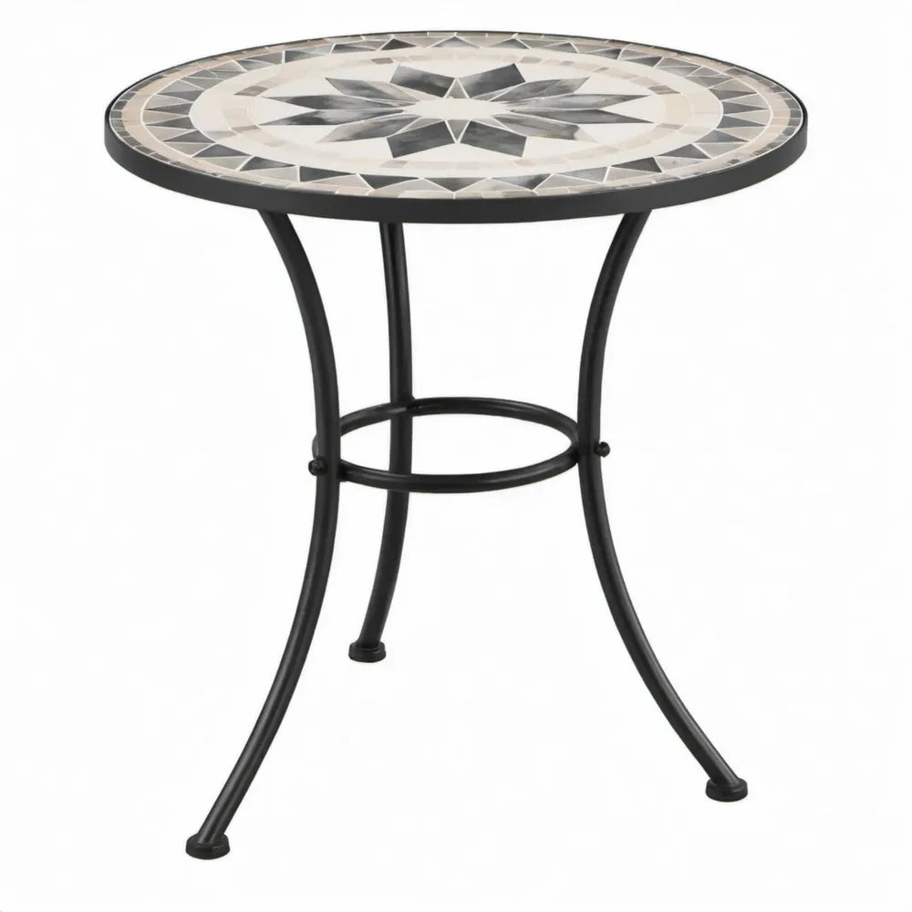 Ronde mozaïektafel Ø 60 x H 70 cm – Zwart, grijs, antraciet en gebroken wit