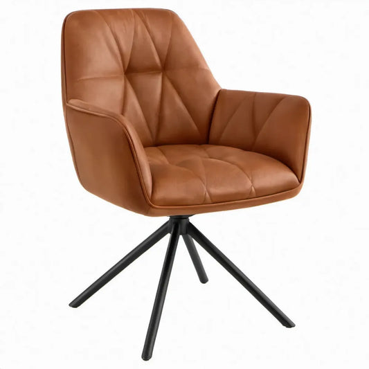Draaibare fauteuil met armleuningen 62 x 60 x 88 cm – Cognac/Zwart