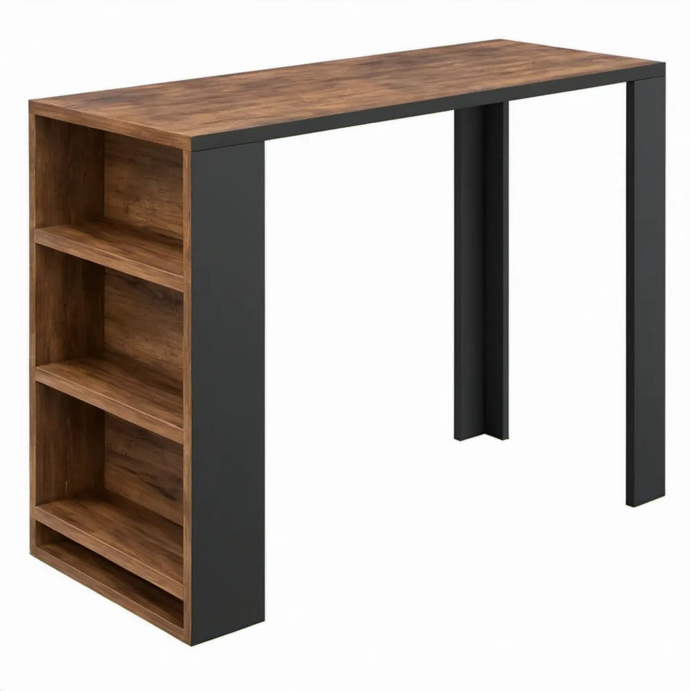 Bartafel met open opbergruimte 120 x 60 x 105 cm Donkerbruin/Zwart