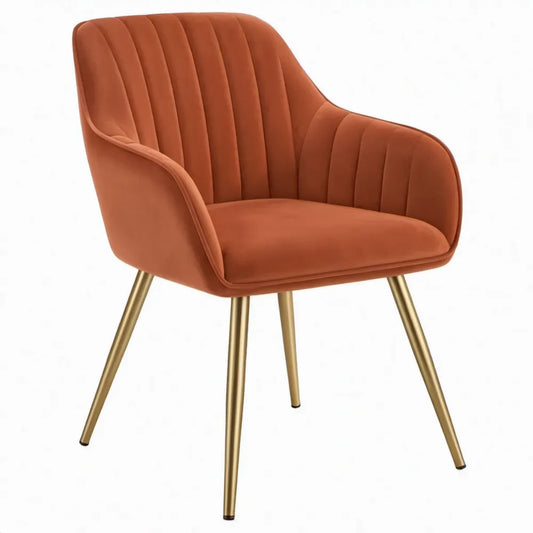 Eetkamerstoel met armleuningen 61 x 62 x 83 cm roestbruin fluweel met goudkleurige stalen poten