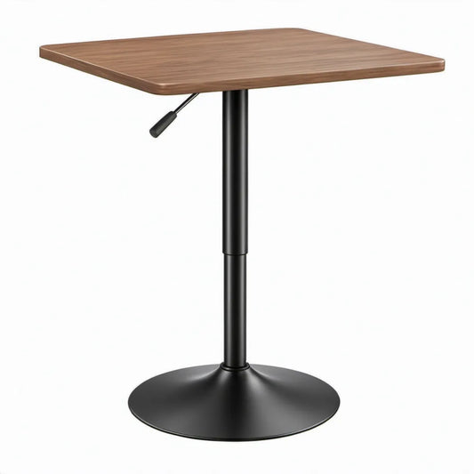 Verstelbare vierkante tafel 60 x 60 cm, hoogte 70-90 cm, Bruin/Zwart