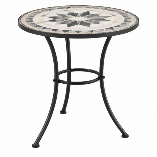 Ronde mozaïektafel Ø 60 x H 70 cm – Zwart, grijs, antraciet en gebroken wit